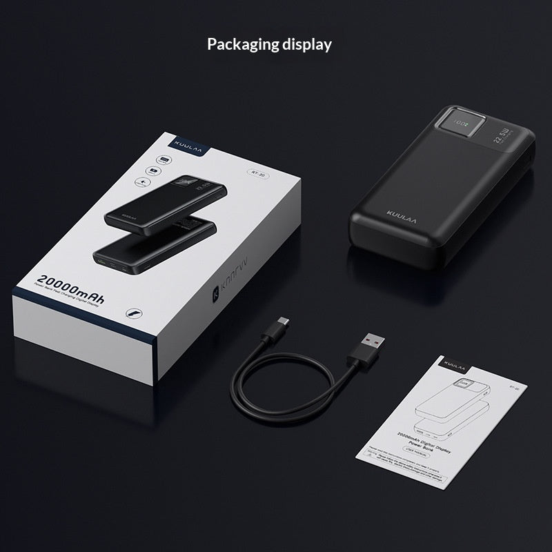 Mini High-Capacity Charge 20000 MAh Digital Display Fast-Charging Power Bank