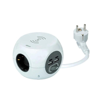 Base Múltiple Combiball Charging Wireless + 3 Sockets (2PT + T) + 2 USB a + 2 USB C. White — image 1