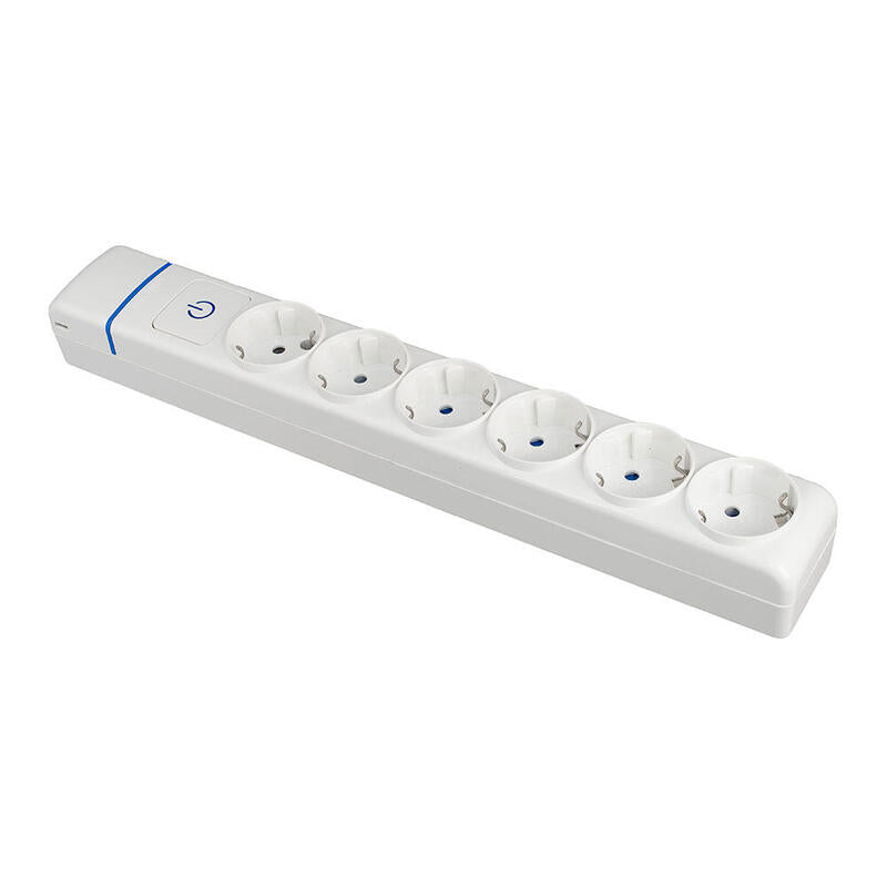 Solera Base Múltiple 6 Sockets 2P + T, 16A 250V. With Switch Luminoso. 8006PIL