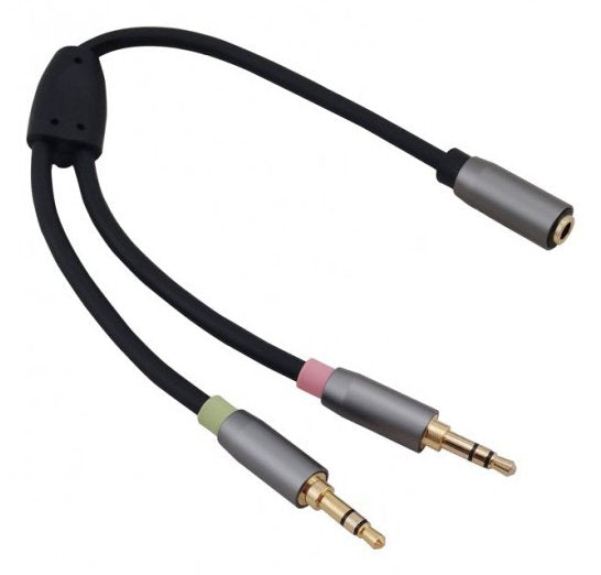 Helos Cable Adapter , Connector Jack 3,5MM / 2 Connectors Jack 3,5MM, Premium, Black
