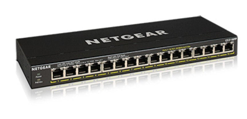 NETGEAR GS316PP Switch No Administrado Gigabit Ethernet (10/100/1000) Black Energía Sobre Ethernet (PoE)