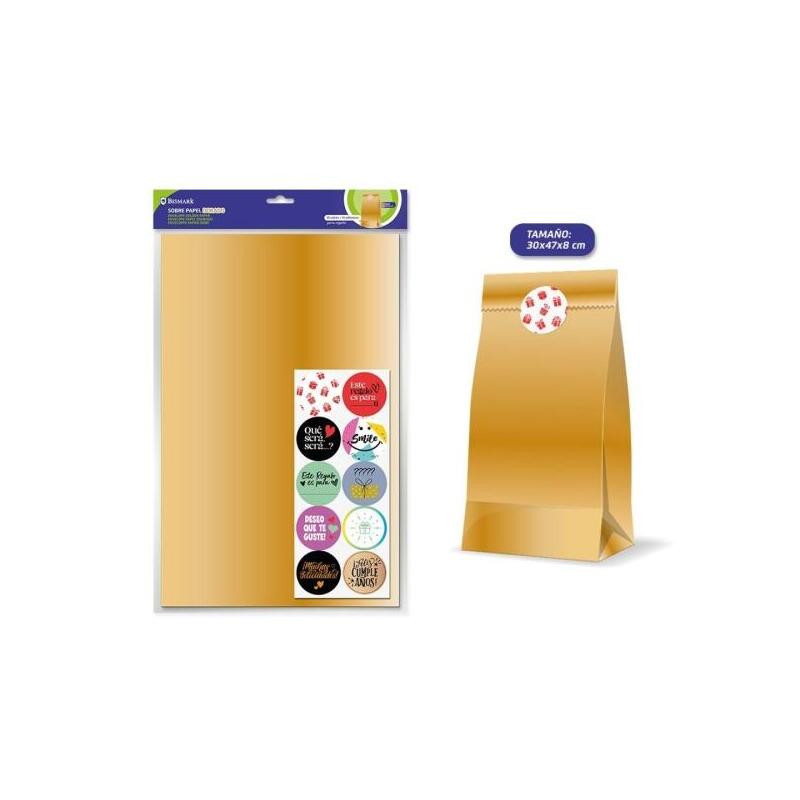 Bismark Pack 10 Sobres Paper Kraft 50GRS With 10 Pegatinas Closure - Dimensions 30X47X8CM - Ideal Regalos -