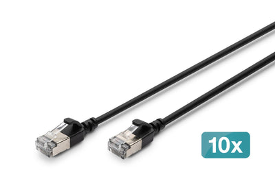 Digitus Network Cable CAT.6A F/FTP Slim 2M Black 10 Units — image 1