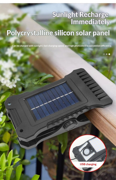 Portable Outdoor Patio Human-Body-Sensing Solar-Powered LED Wall Light