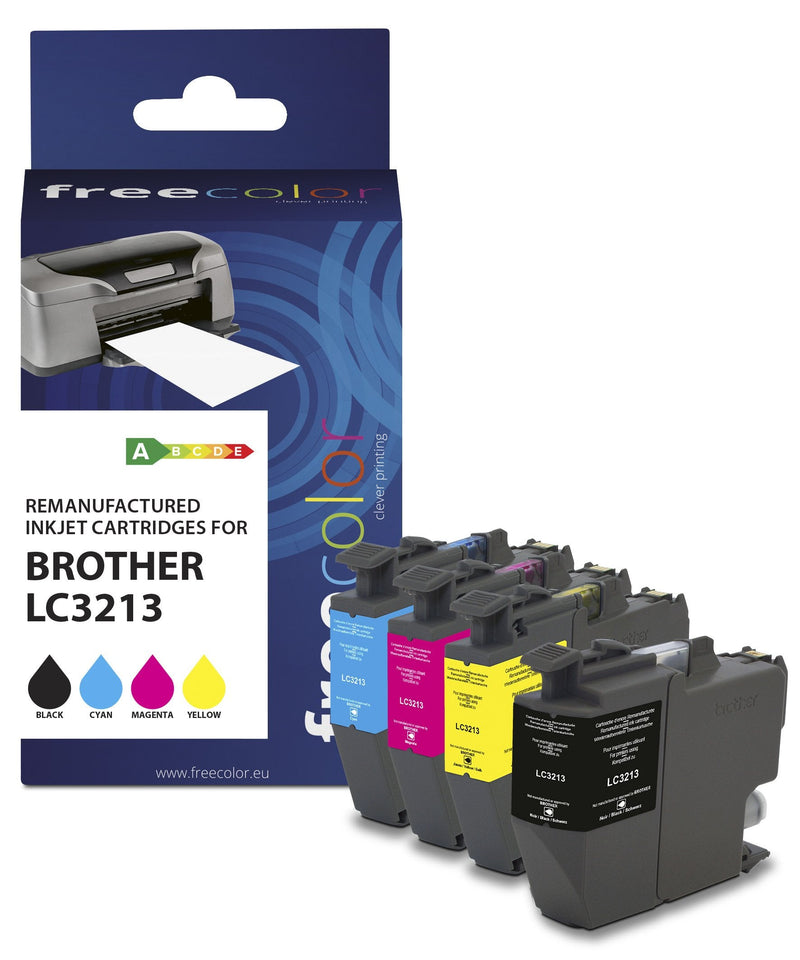 Freecolor Ink K10199F7 4 Pieces Compatible Brother LC3213 Black Cyan Magenta Yellow
