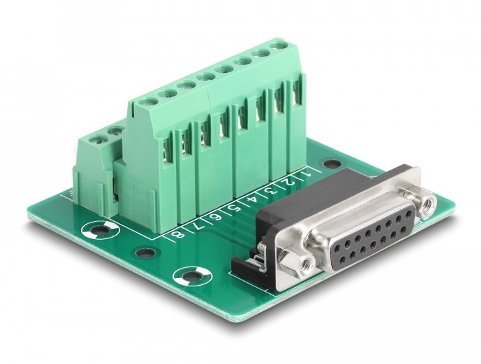 D-sub 15 Pin Connector Female a 16 Pin Terminalblock Carril Din