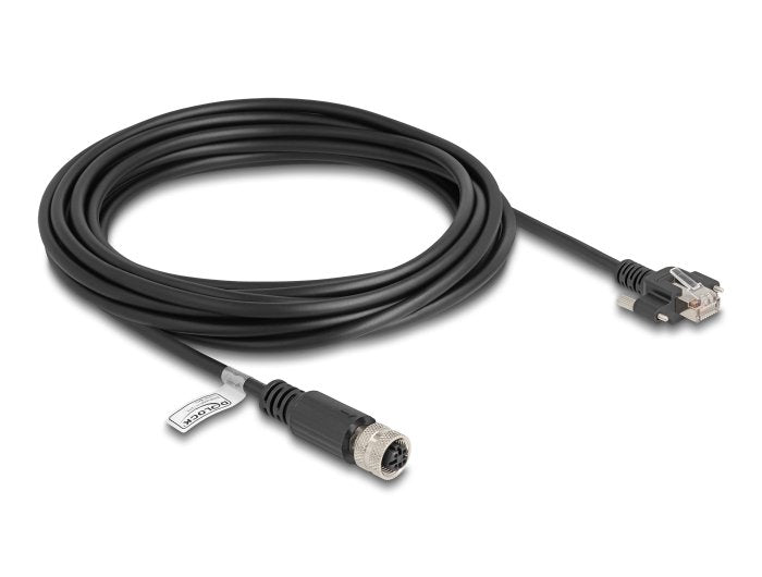 Delock M12 Cable D-kodiert 4 Pin Female a RJ45 Male CAT.5E FTP 5M Black