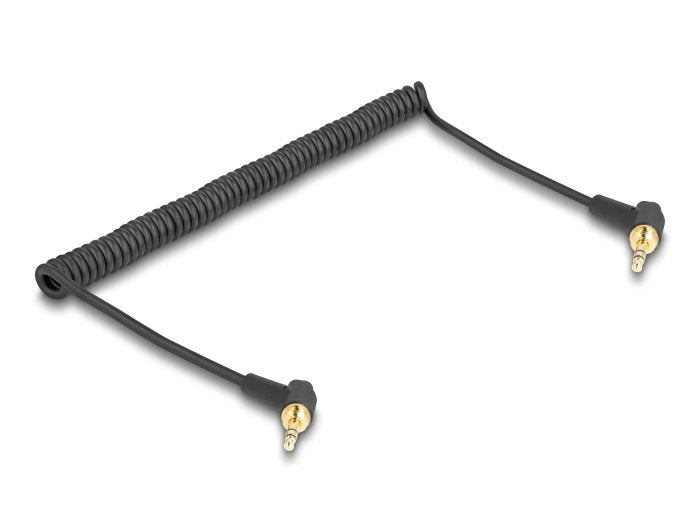 Delock Cable Espiral 3,5MM 3 Pin Connector Jack Male a Connector Jack Male Angulado With Adapter Roscado a 6,3