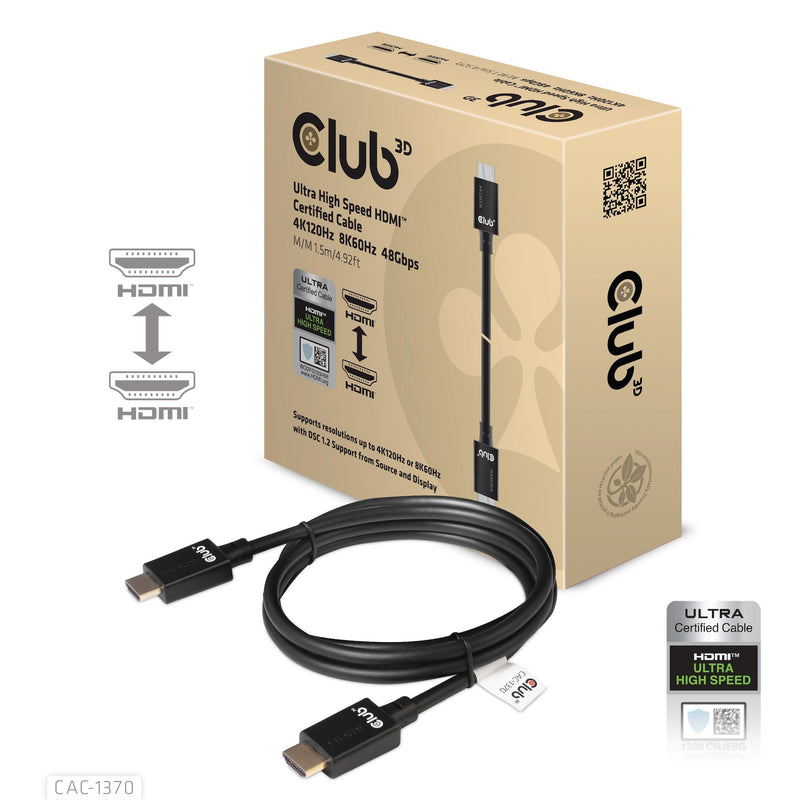 HDMI Cable CLUB3D a - a 2.1 Ultra High Speed 10K Hdr 1.5M Retail