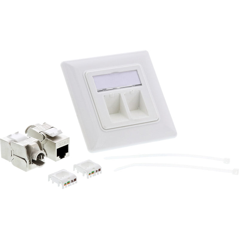 Inline Box CAT.6A Empotrar 2x RJ45 White RAL9010