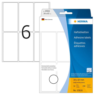 Herma Labels Multiusos Blancas 34X67 Mm Removibles 192 Units — image 1