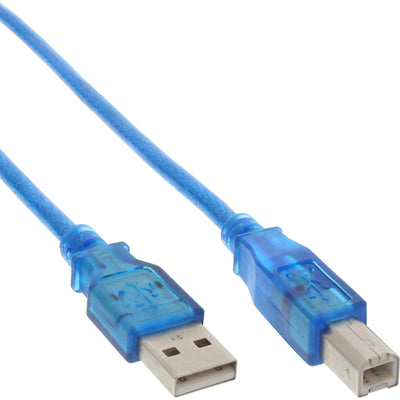 Inline USB 2.0 Cable Type a B Blue Transparent 3M — image 1