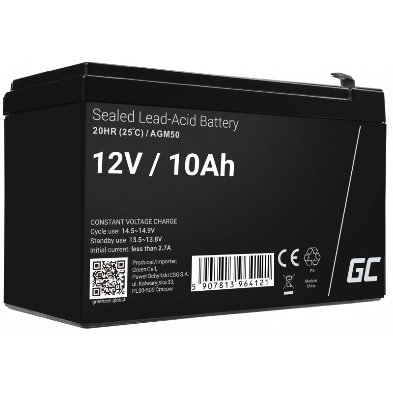 Green Cell Battery Agm Plomo Ácido 12V 10AH Libre Mantenimiento UPS And Sondas