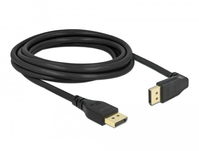 Delock Cable DisplayPort Plug Gerade Zu Plug 90° Oben Gewinkelt 8K 60 HZ 3M Without Einrastfunktion