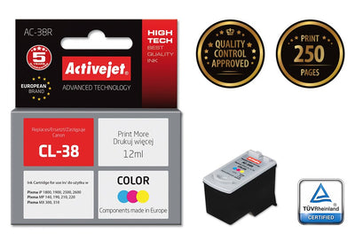 Activejet Ink AC-38R (reemplazo Canon CL-38 - Premium - 12ML - Colour — image 1