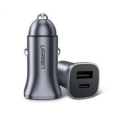 UGREEN Fast Charger Car USB-C Pd + USB-A Qc 24W Grey — image 1