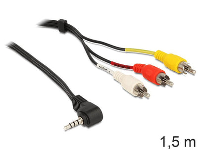 Delock Cable Stereo Jack 3.5MM 4 Pin Acodado - 3 X Rca 1.5M — image 1