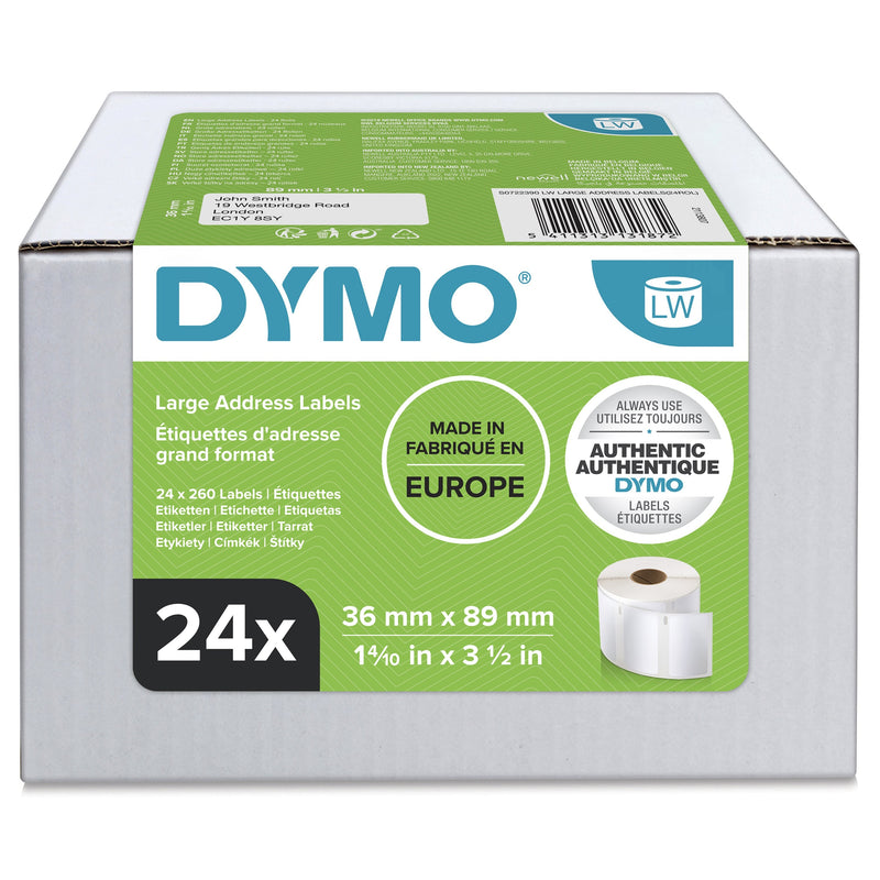 Dymo Label Adhesiva Labelwriter Direccion 36X89 Mm White Pack 24 Rolls