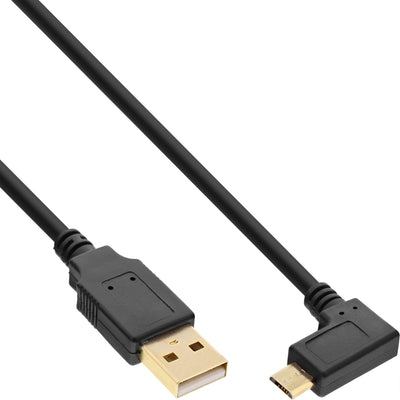 Inline Micro USB 2.0 USB Cable Type a Male a Micro-b Male Acodado Black 2M — image 1