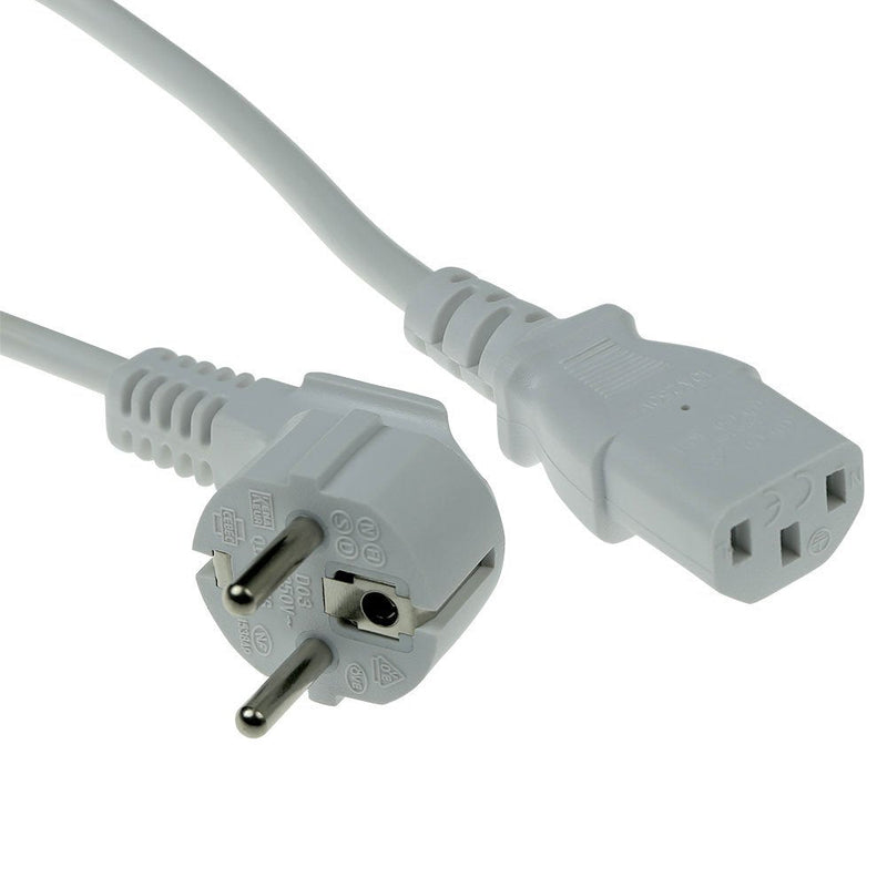 Powercord Mains Connector Schuko Cee 7 Male (angled) - C13 IEC 60320 White 3M