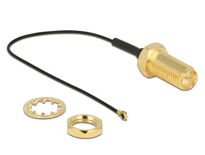 Delock Antenna Cable Rp-sma Jack Mamparo a Mhf® 4 Plug 0.81 10CM Length Rosca 10MM — image 1