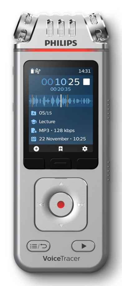 Philips DVT4115 Digital Voice Tracer Card Flash Cromo, Silver