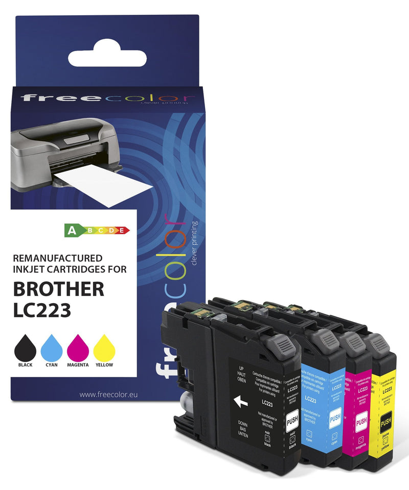 Freecolor Ink K10388F7 4 Pieces Compatible Brother LC223 Black Cyan Magenta Yellow