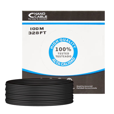 Nanocable Bobina Network Cable Rigido Waterproof Outdoor RJ45 CAT.5E UTP AWG24 100M - Black — image 1