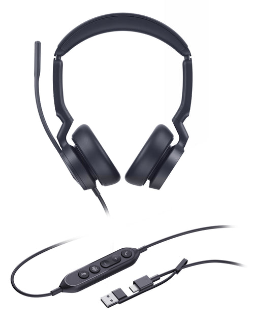Yealink Headphones UH46 Dual, Black Version Teams, Port USB-C And Usb-a, Double Light Ocupado 1308182 — image 1