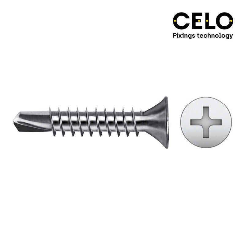 Celo Caja 250 Unid. Punta Taladro Broca Avellanada Philips Din/Ref 7504P Ø3,5X25MM Zincado