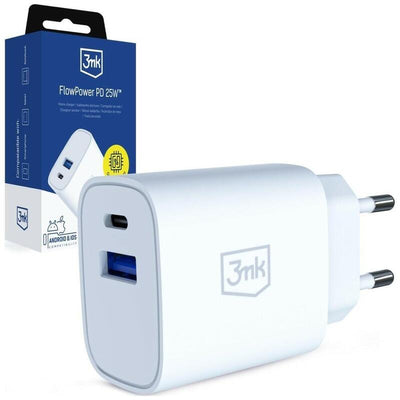 Charger Network 25W USB-A USB-C Pd QC4 + Flowpower White — image 1