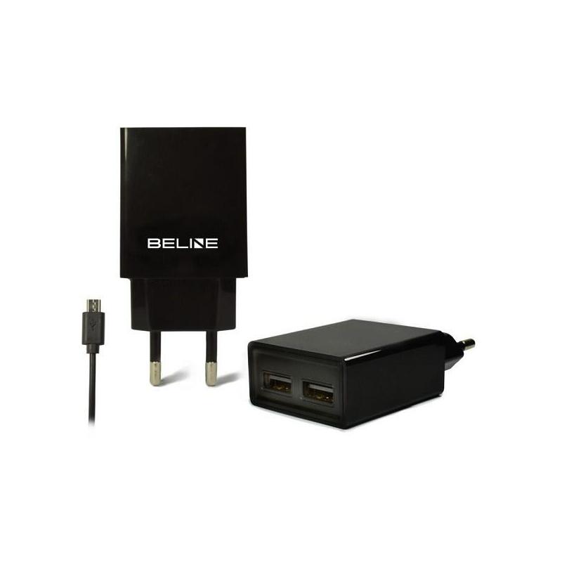 Charger Network 2x USB + Microusb 2A Black