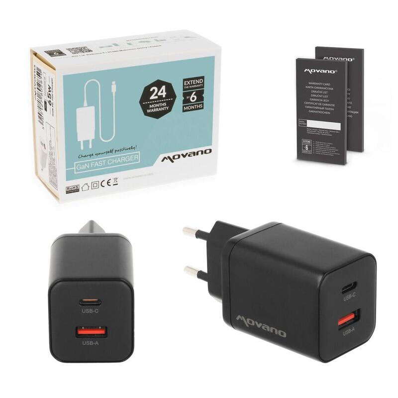 Charger GaN 45W USB-C Pd + USB-A Black
