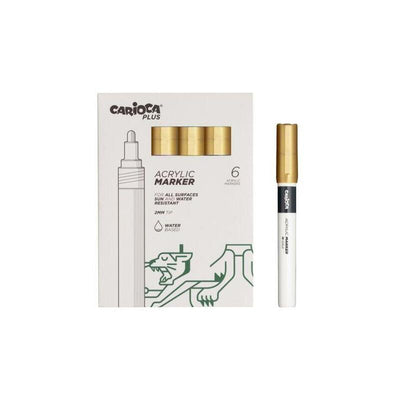 Carioca Plus Pack 6 Marcadores Acrilicos - Punta 2MM - Oro — image 1