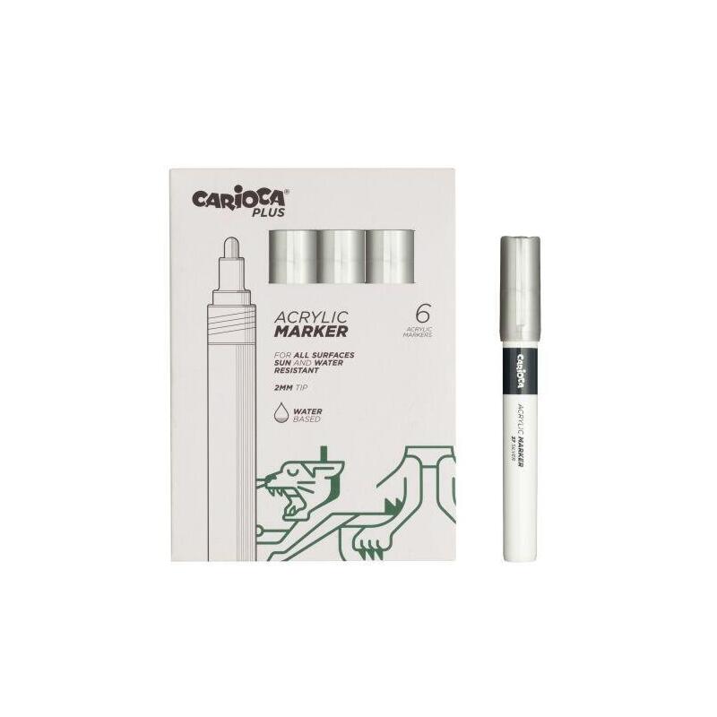 Carioca Plus Pack 6 Marcadores Acrilicos - Punta 2MM - Silver