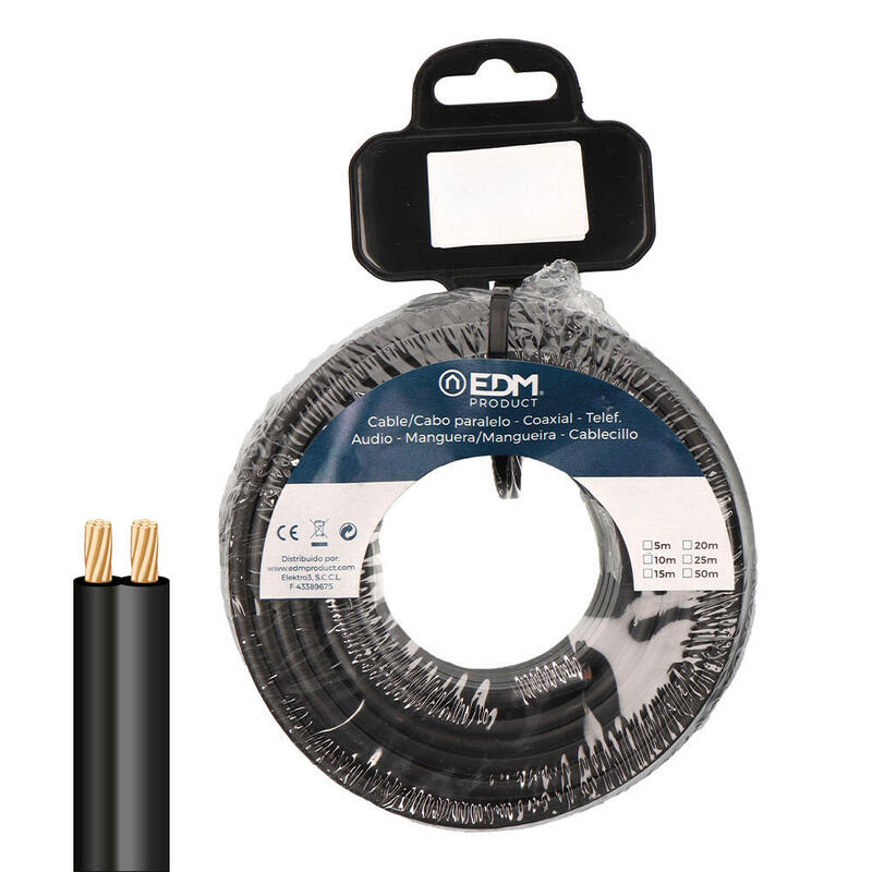 Film Roll Cable Paralelo 2X0,75MM Black 10M