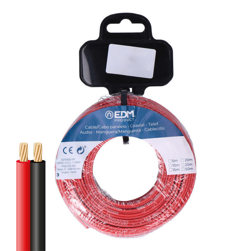 Film Roll Cable Paralelo 2X1MM Red/Black 25M.