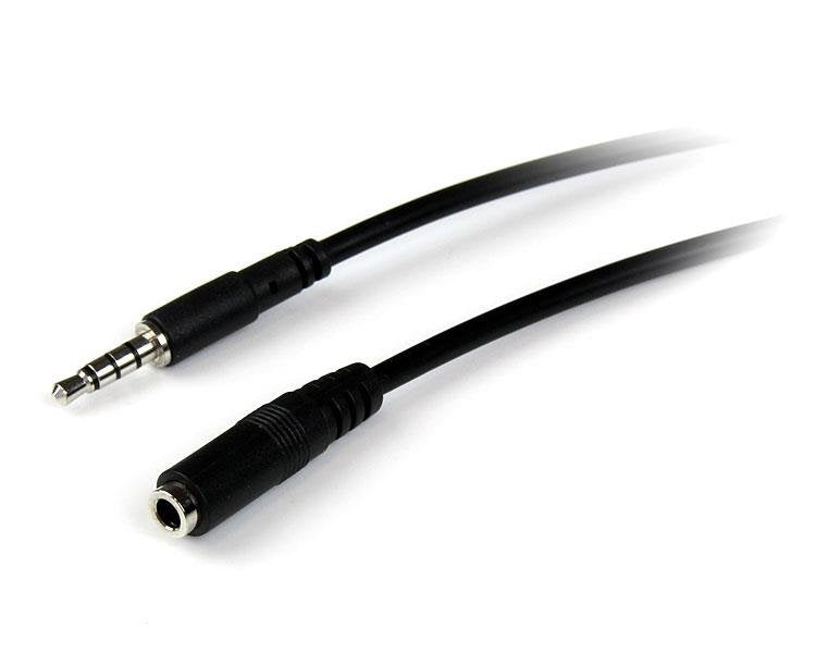 StarTech Cable Audio Jack 3.5M/H Alargo 4 Pines 1M Black MUHSMF1M