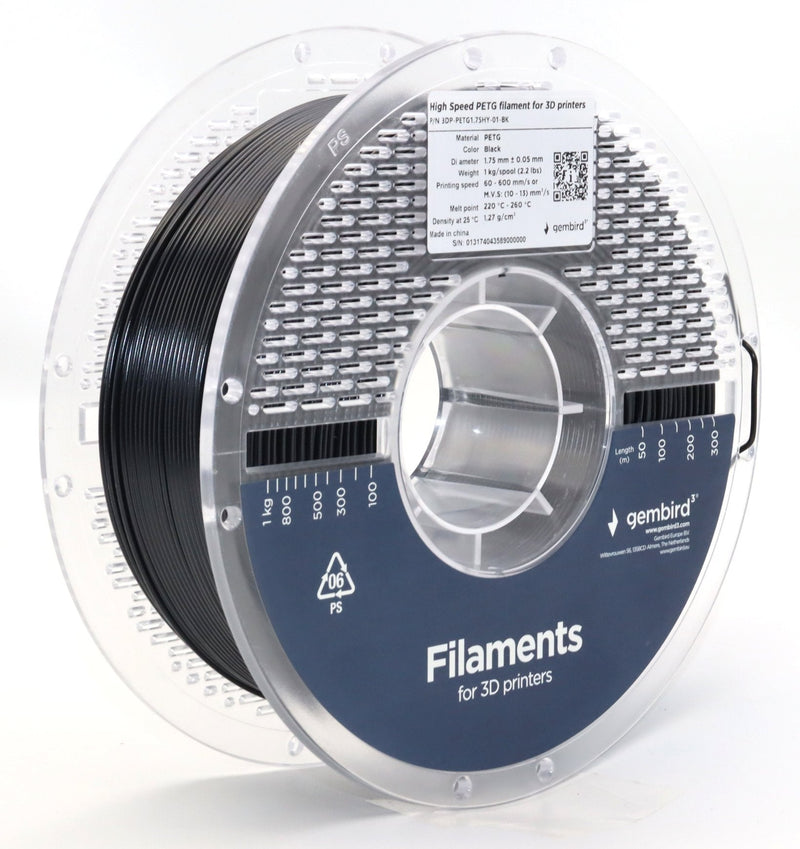 Gembird High Speed Petg Filament Black 1.75MM 1KG
