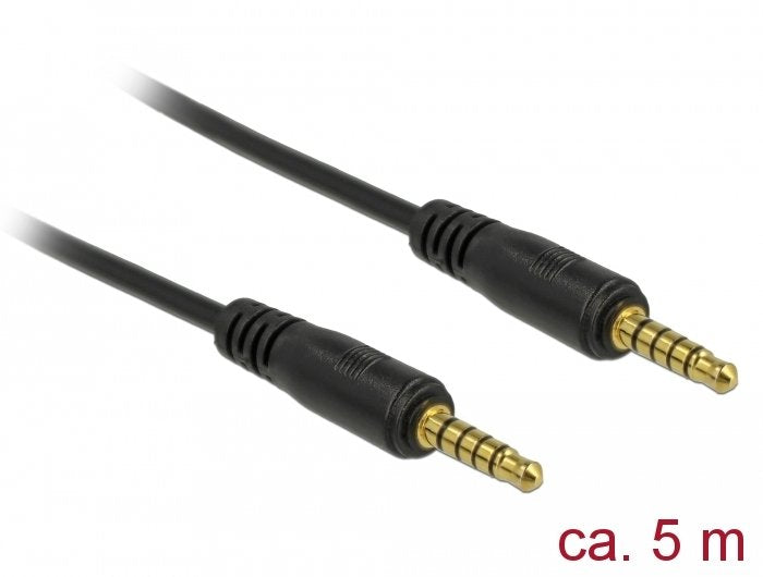 Delock Cable Connector Stereo 3,5MM 5 Pines, Male a Male 5M Black