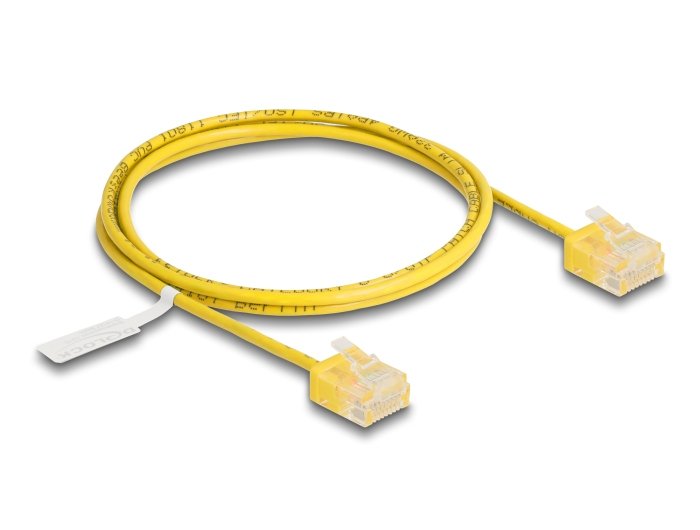 Delock RJ45 Network Cable CAT.6 UTP Ultra Slim 1M Yellow With Kurzen Machon