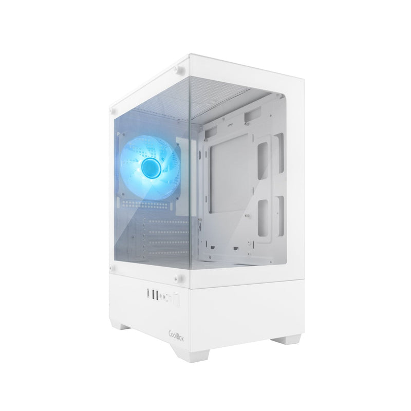 Coolbox PC Case Gaming GM200 Vision Lite MATX ARGB Glass Tempered White
