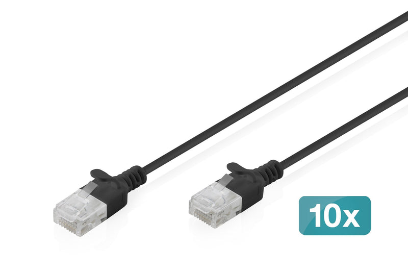 CAT.6 U-UTP Slim Network Cable, 0,5M, Black 10 Pcs