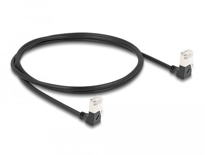 Delock Network Cable RJ45 CAT.6A S/FTP Slim 90° Unten / Unten Angular 1M — image 1