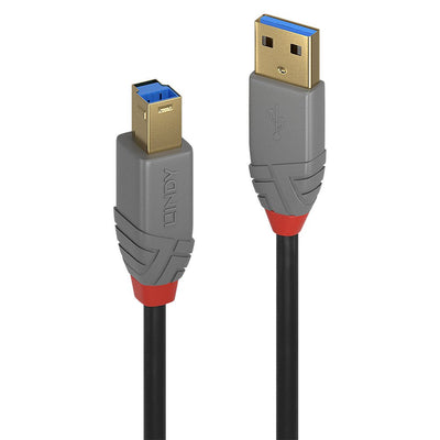 Lindy 36743 USB Cable 3M USB 3.2 Gen 1 (3.1 Gen 1) USB a USB B Black Grey — image 1