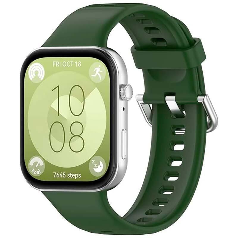 Strap Silicone Huawei Watch Fit 3 Green Oscuro