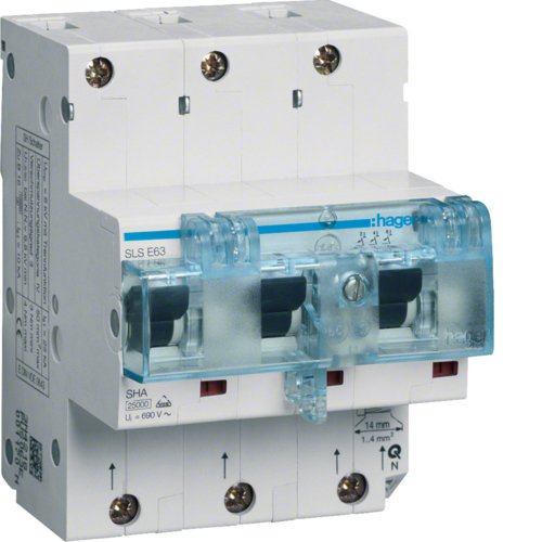 Hager Sls-interruptor 3POLOS E-63A HTN363E ** F.montaje Carril Din