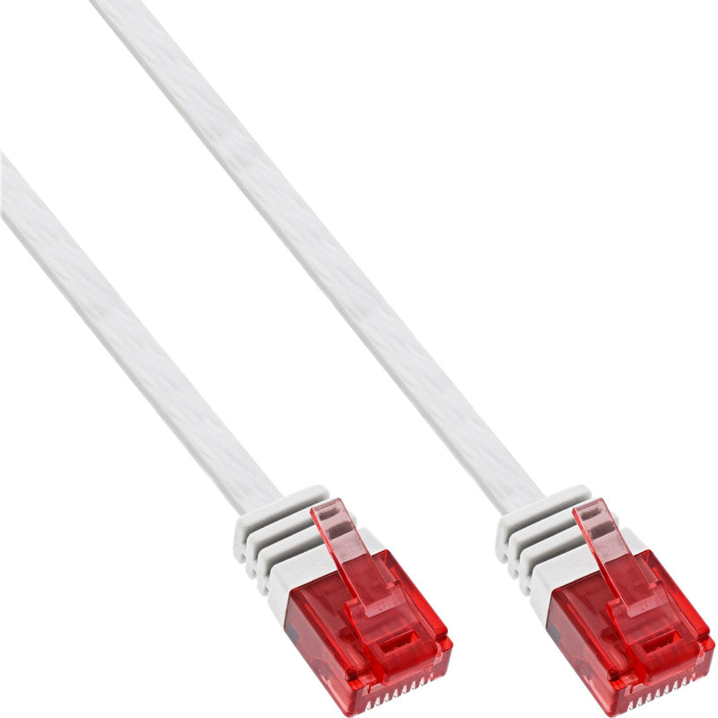 Inline Flat Ultraslim Network Cable U/UTP CAT.6 Gigabit Ready White 15M