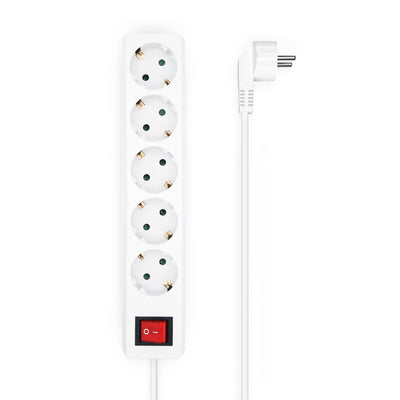 Aisens Power Strip 5 Sockets With Switch With Cable 3×1.5MM2 - 1.4M - White — image 1
