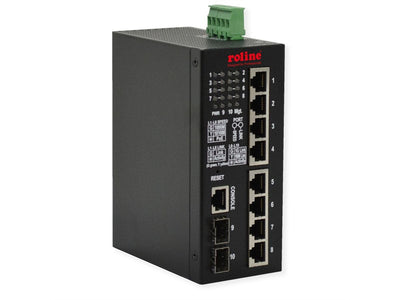 Roline Industrial Gigabit Switch, 10 Ports, PoE +, Smart Managed, 240W — image 1